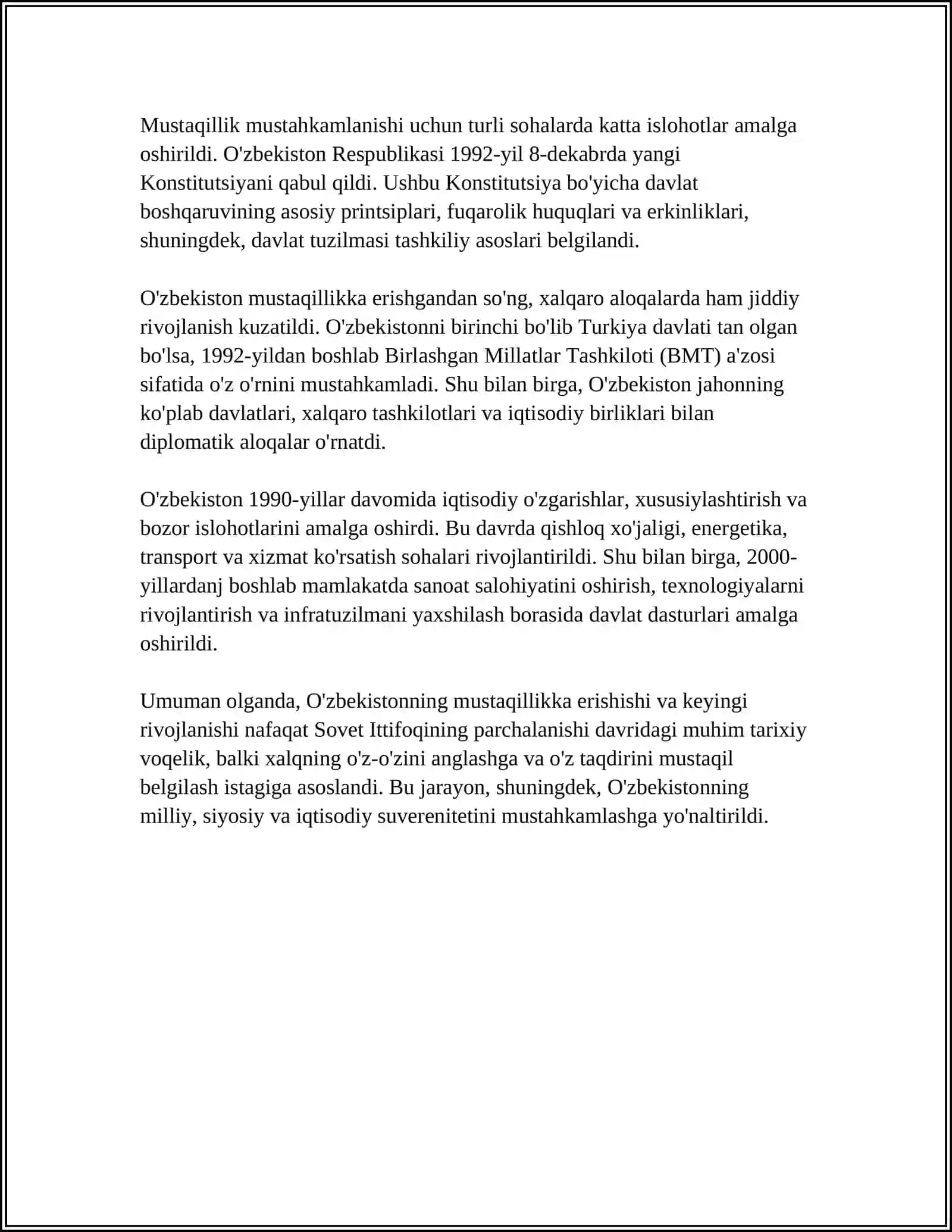 MUSTAQILLIK YILLARIDA ÒZBEKISTON VA JAHON HAMJAMIYATI 4