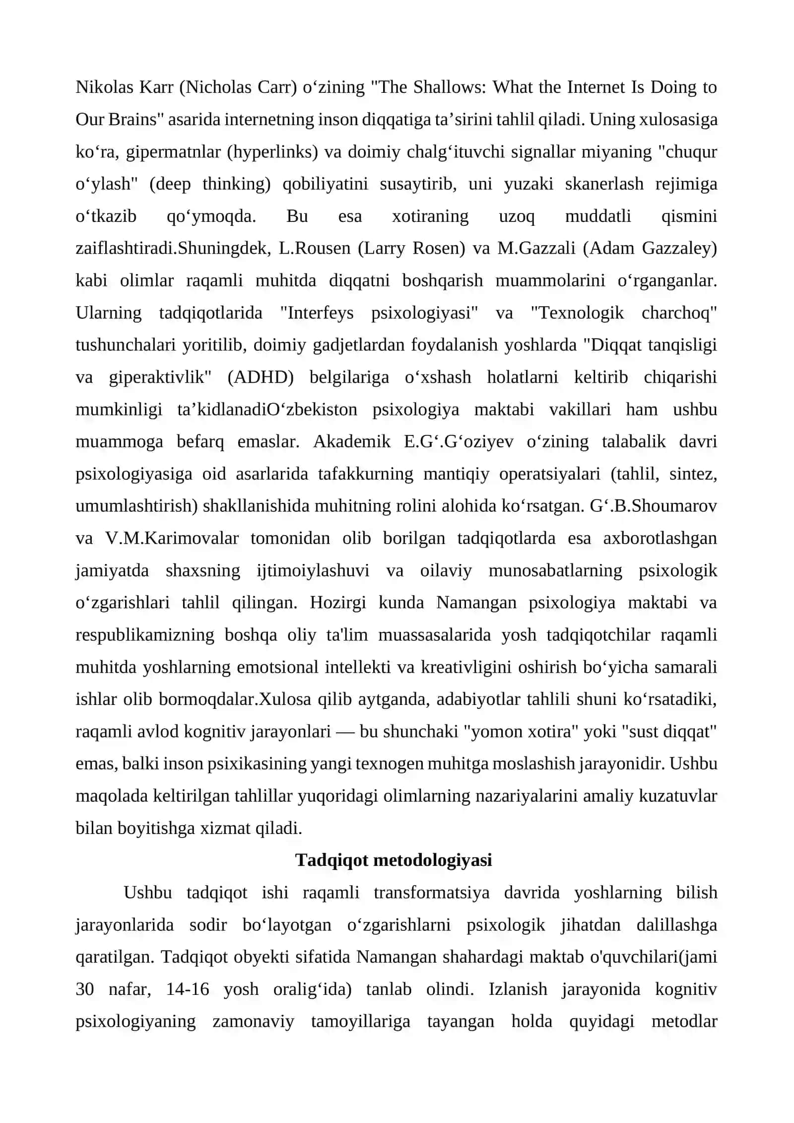 Maqola:Raqamli avlod yoshlarida kognitiv jarayonlarning o'ziga xos xususiyatlari 4