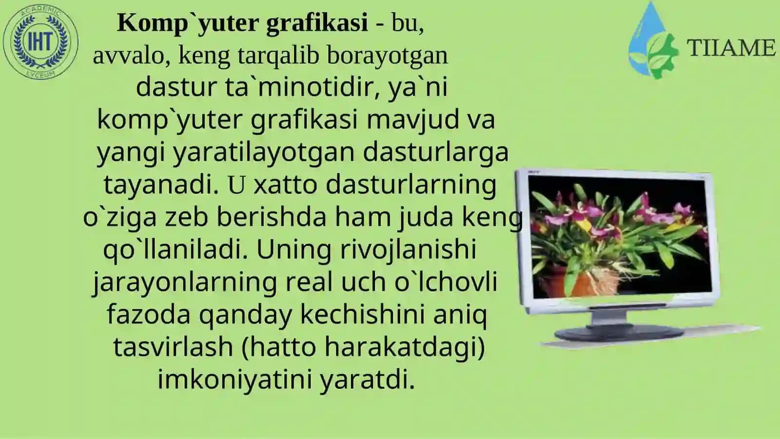 Kompyutergrafikasitushunchasi. KGda rang modellarivatasvirlashusullari 4