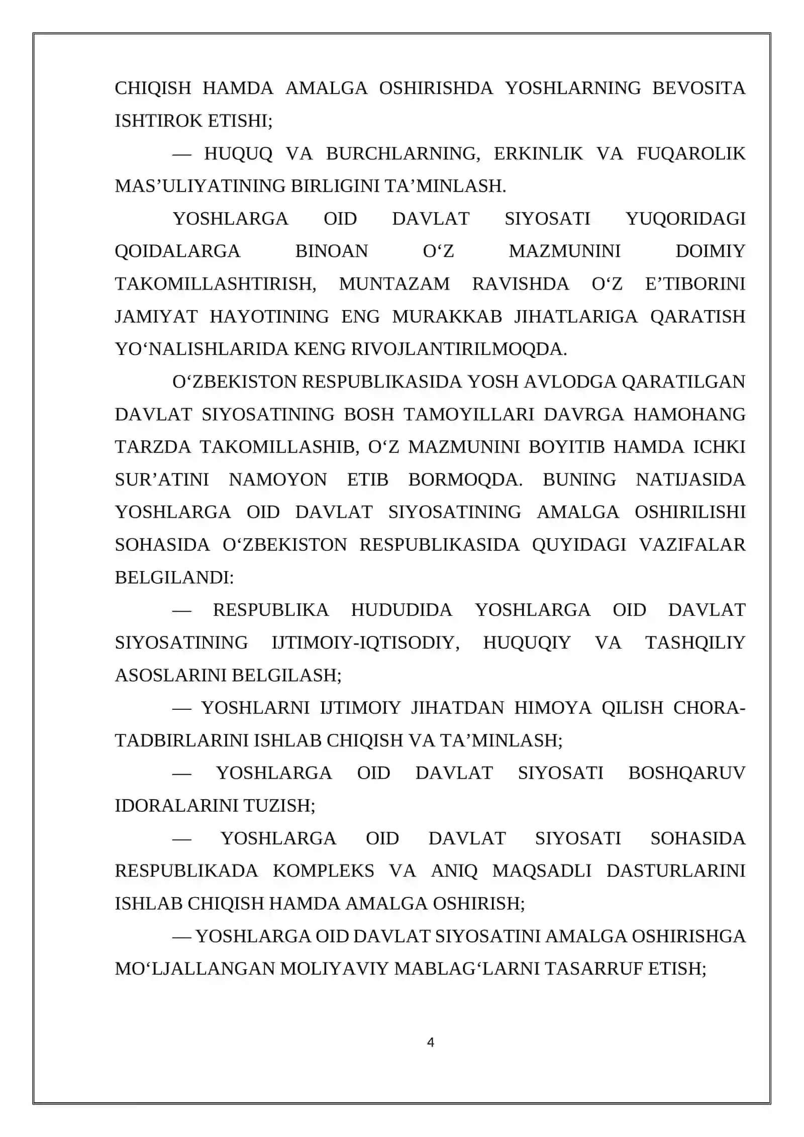 O‘ZBEKISTONDA YOSHLARGA OID DAVLAT SIYOSATINING AMALGA OSHIRILISHI 4