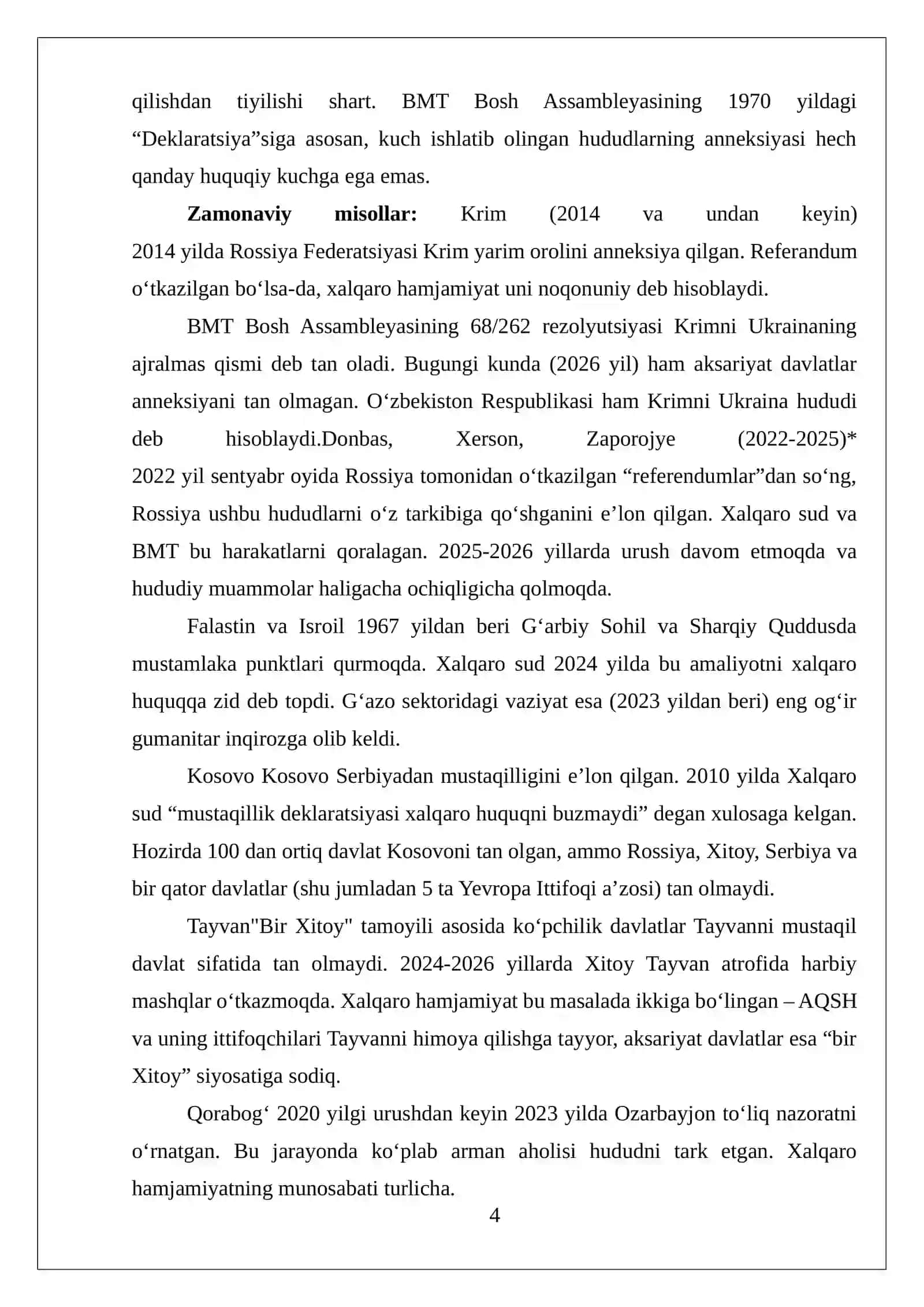 Hududning xalqaro-huquqiy masalalari. Axoli va fuqarolikning xalqaro-huquqiy masalalari 4