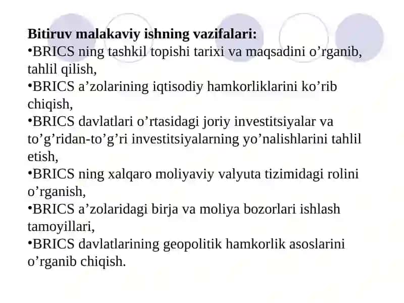 BRICga a’zo davlatlarning moliyaviy ko’rsatkichlari va ularning xalqaro moliyaga ta’siri 4