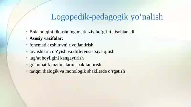 Og‘ir nutq nuqsoniga ega bo‘lgan bolalarning kompleks reabilitatsiya qilishning yo‘nalishlari 4