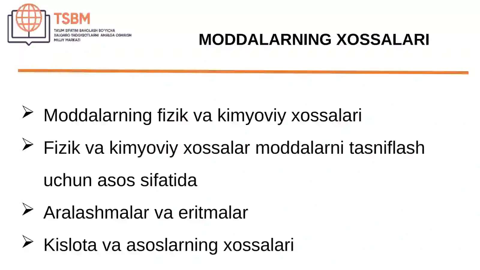 TIMSS xalqaro tadqiqotining tabiiy fanlar mazmun sohasi (8-sinf kimyo fani) 4