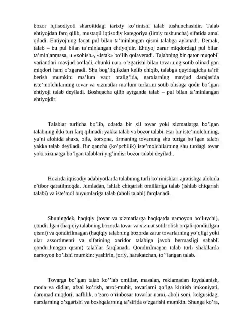 Talab va taklif tushunchasi 4
