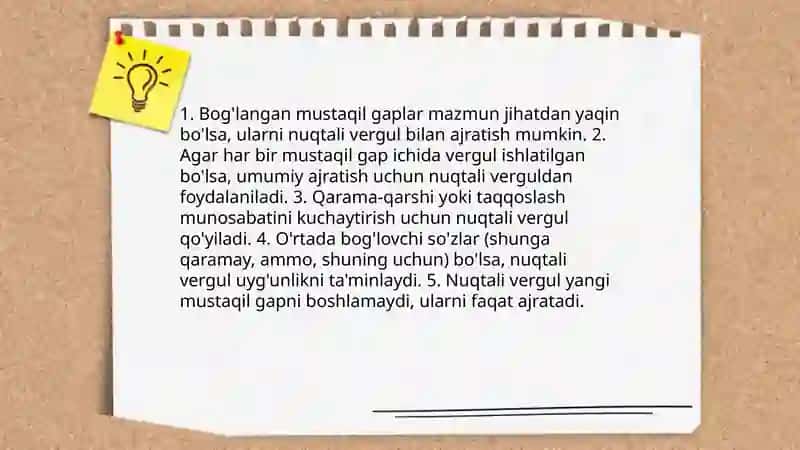 Nuqtali vergul va ko'p nuqtaning qo'llanilishi 4