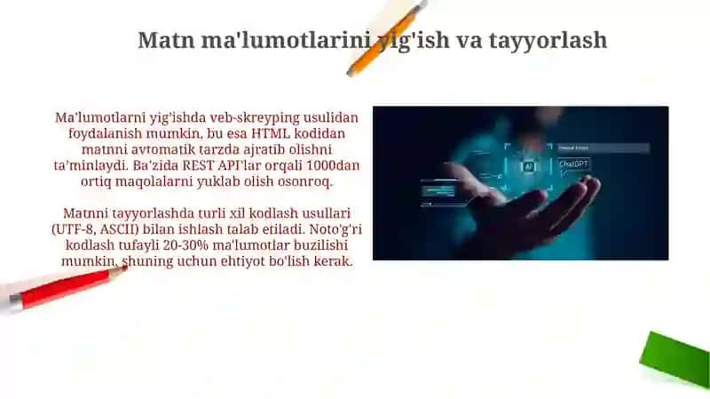 Matn ma'lumotlarini qayta ishlash malakalari 4