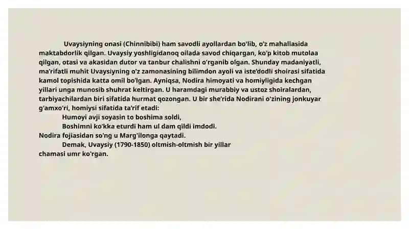 Uvaysiy lirikasining g’oyaviy-badiiy xususiyatlari 4