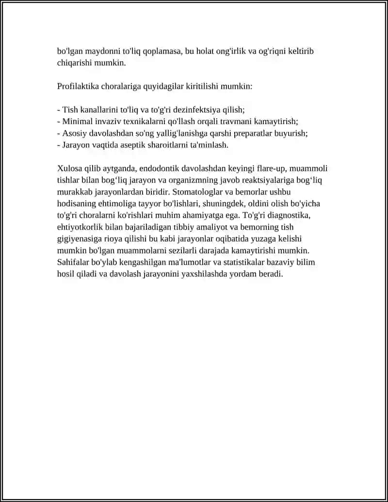 REFERAT Mavzu: PULPITLARNI DAVOLASHDAN KEYIN YUZAGA KELADIGAN ASORATLAR 4