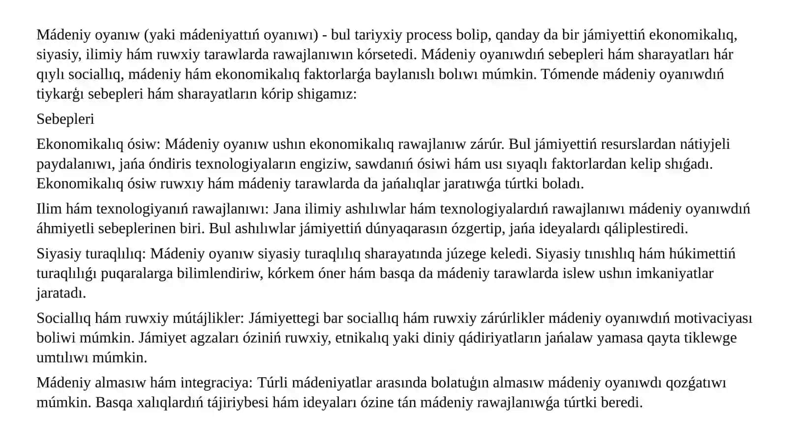 IX-XII ásirlerde júz bergen Mádeniy Oyanıw: Ullıulamalarımızdıń úlesi 4