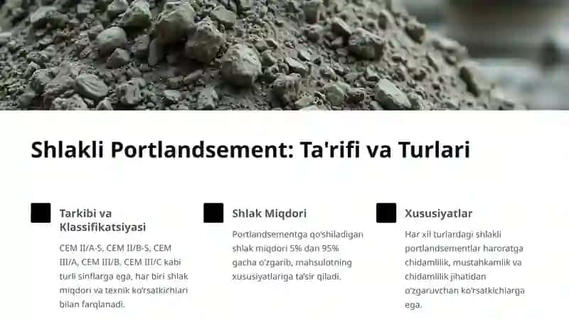 Metallurgiya shlaklari asosida bog'lovchi materiallar ishlab chiqarish. Shlakli portlandsement 4