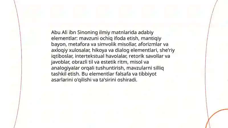 X-XII asrlar adabiyoti: Beruniy, Abu Ali ibn Sino ijodi 4