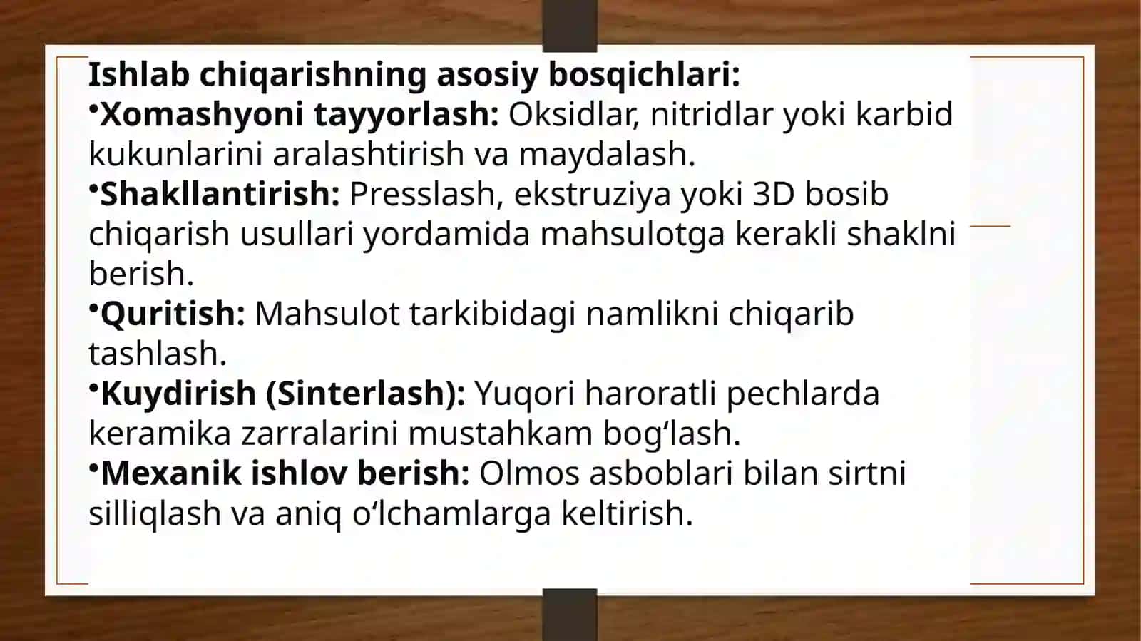 Texnik keramika mahsulotlarini ishlab chiqarish 4