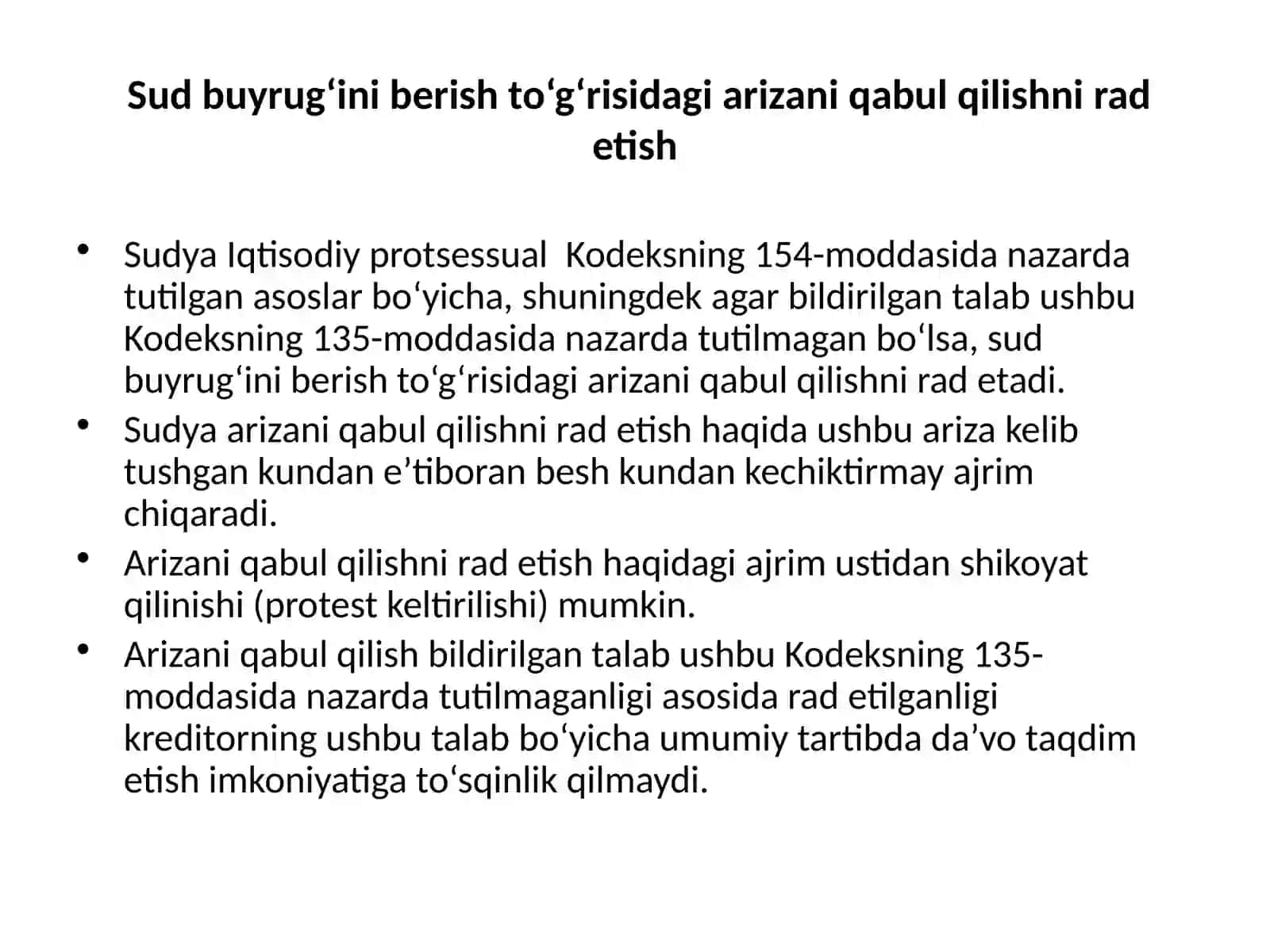 BIRINChI INSTANSIYA SUDIDA ISh YURITIShSud buyrug‘i 4