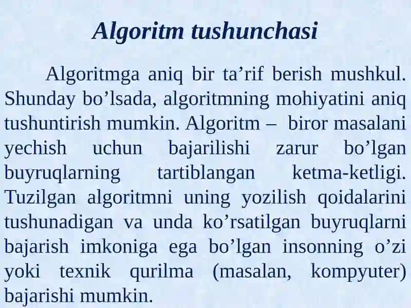 Algoritmlashtirish va dasturlash asoslari. Axborot tizimlari tushunchasi. Elektron hukumat 4