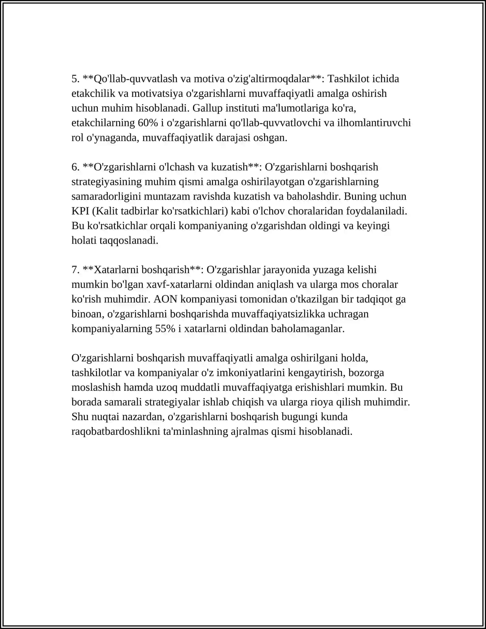 TASHKILOTDAGI O'ZGARTIRISHLARNI BOSHQARISH 4