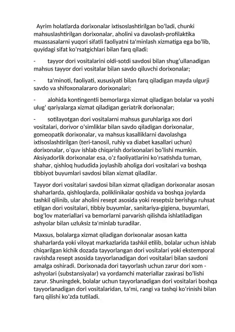 Dorixona tarmoqlarining faoliyati 4