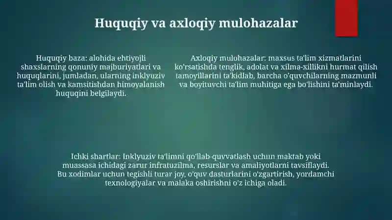 Alohida Yordamga Muhtoj Bolani Samarali Inkluziyasi Uchun Ichki Sharoitlari 4