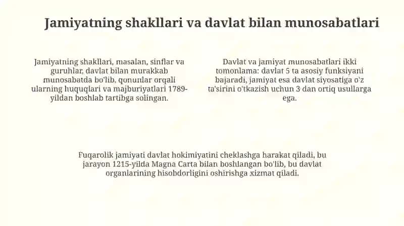 Davlat jamiyatning mavjud bo'lishi bir shakli 4