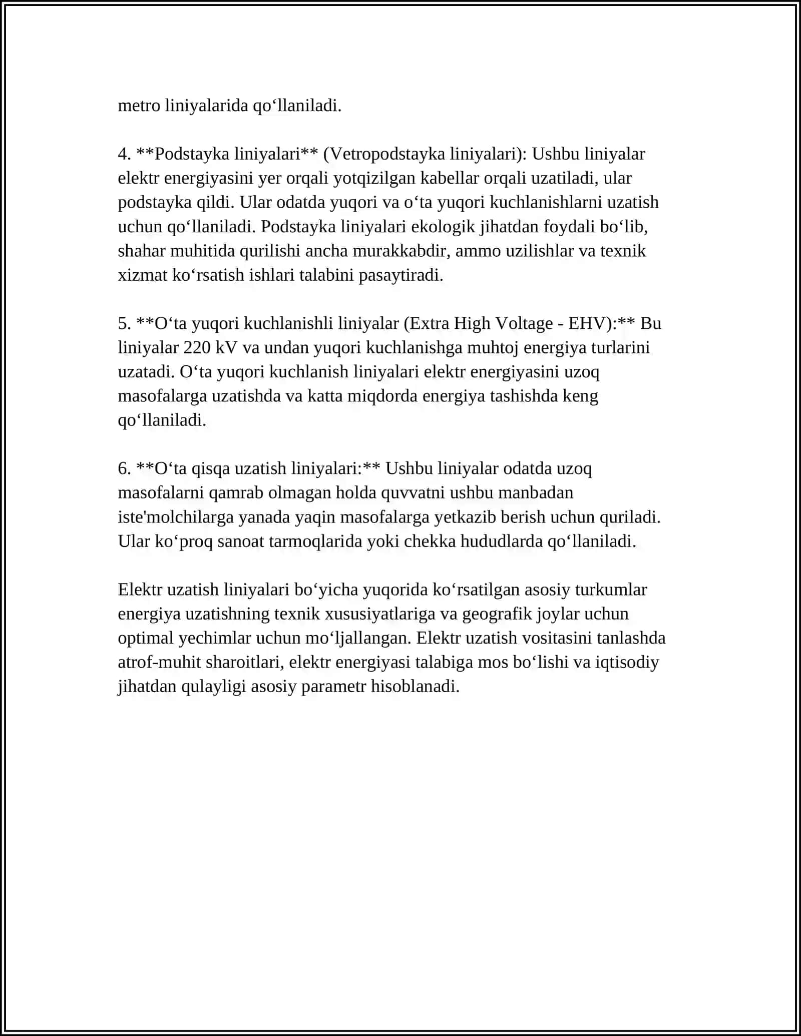 ELEKTR UZATISH LINIYALARI VA ULARNING ASOSIY ELEMENTLARI 4