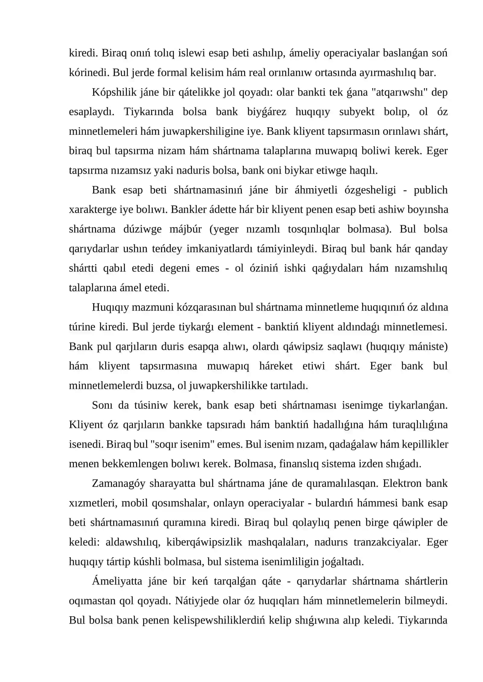 Bank esap beti shártnaması 4