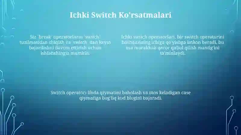 Switch strukturasi bilan ishlash 4