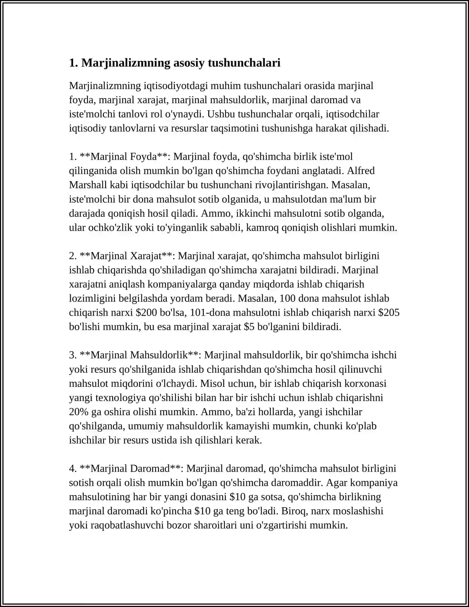 MARJINALIZM VA KLASSIK IQTISODIY NAZARIYANI SOLISHTIRISH 4
