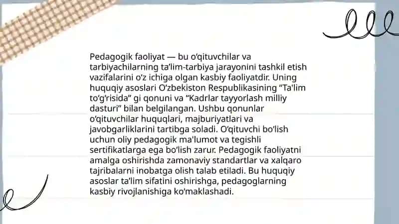 Ta'lim tashkilotlari pedagog hodimlarning huquqiy maqomi 4