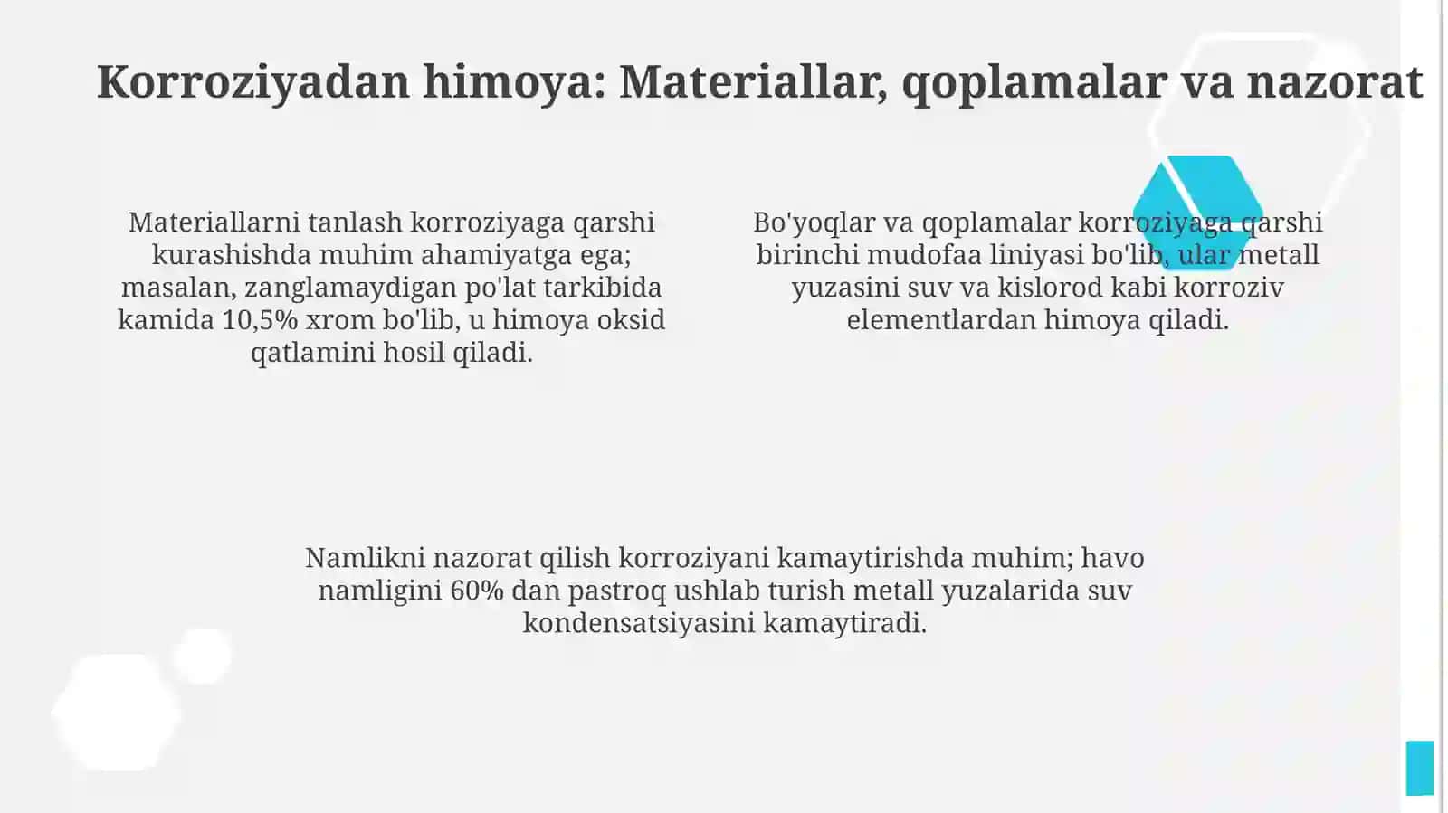Uyda korroziyani kamaytirish usullari 4