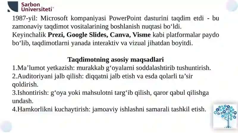 Zamonaviy Taqdimotlar Yaratish Texnologiyalari 4