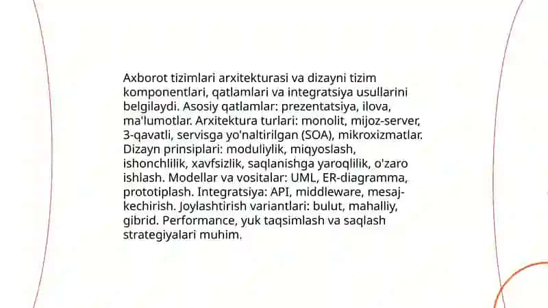 Axborotlarni boshqarish, axborot tizimlari va ma'lumotlar tahlili 4