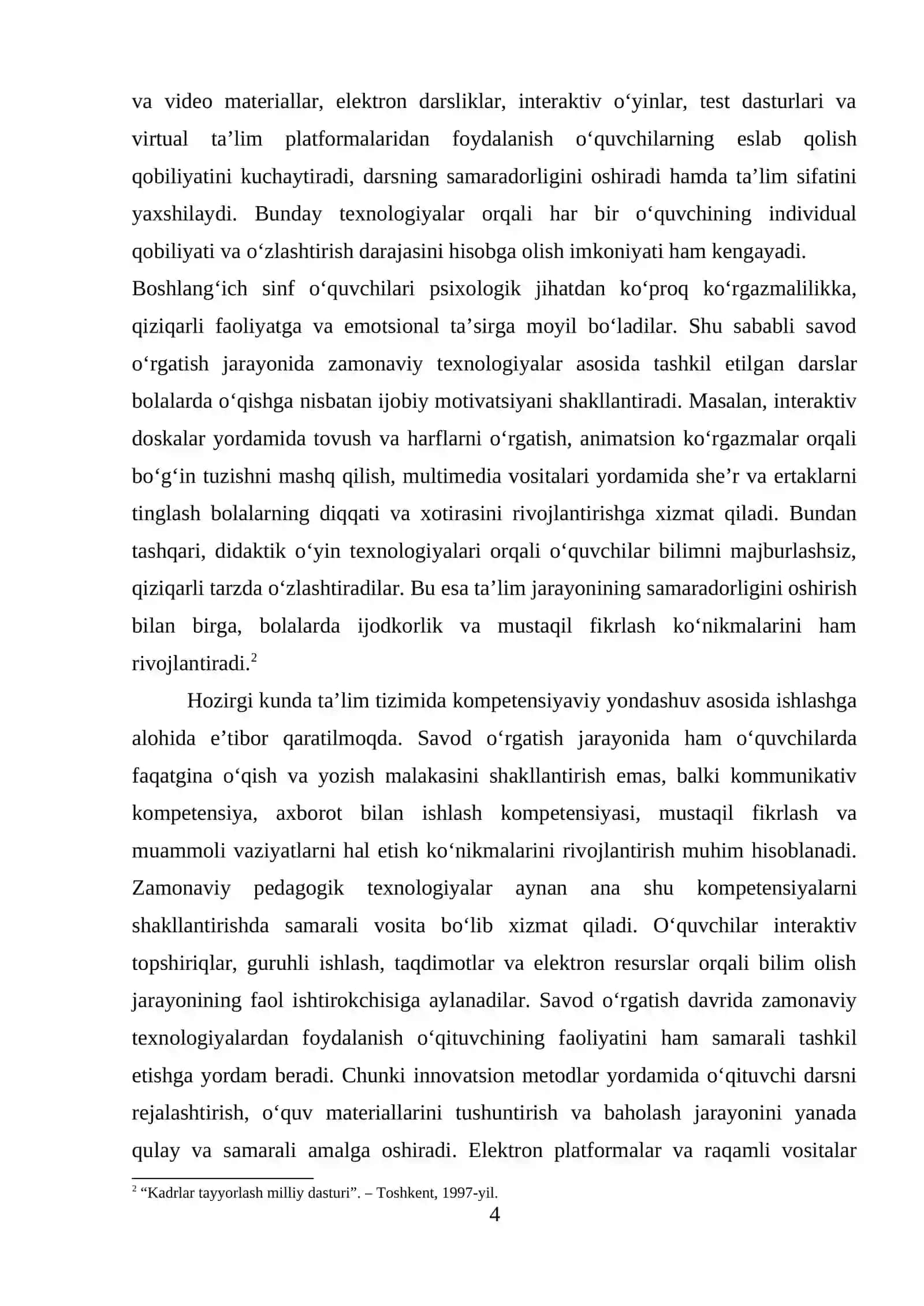SAVOD O'RGANISH DAVRIDA O'QUVCHILARNI O'QITISHGA O'RGATISH JARAYONIDA ZAMONAVIY TEXNOLOGIYALARNING O'RNI 4