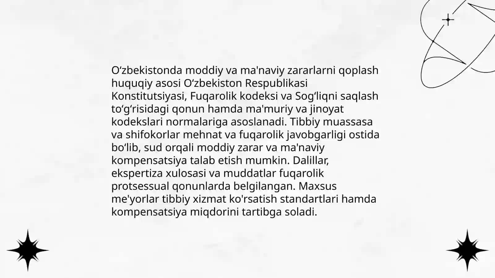 Tibbiy yordam ko'rsatishda yetkazilgan moddiy va ma'naviy zararni qoplash masalasining etik-huquqiy jihatlar 4