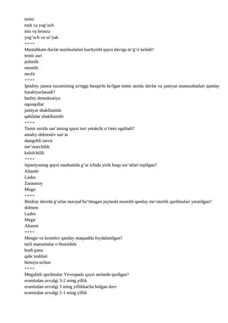Tasviriy san'at test savollari 4
