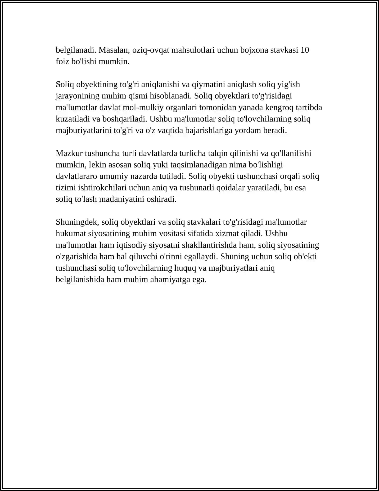SOLIQ OBYEKTI VA SOLIQQA TORTILADIGAN DAROMADLAR 4