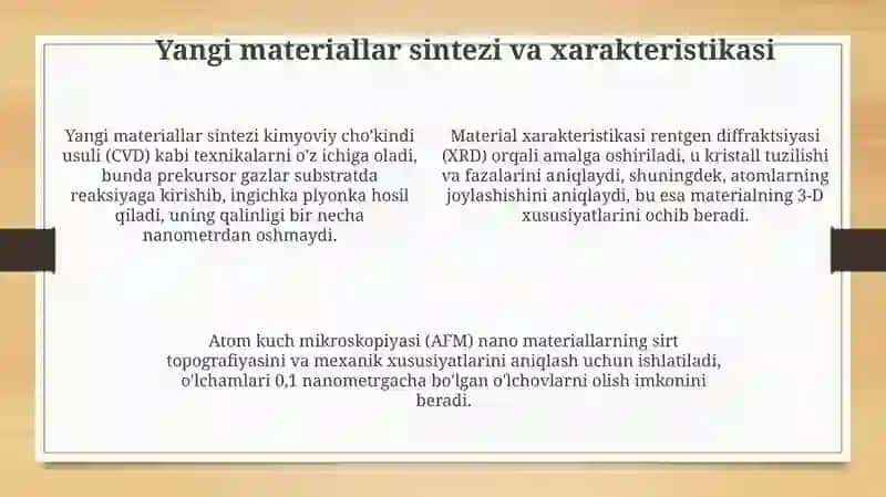 Nanoelektronika va yangi materiallar texnologiyasi 4