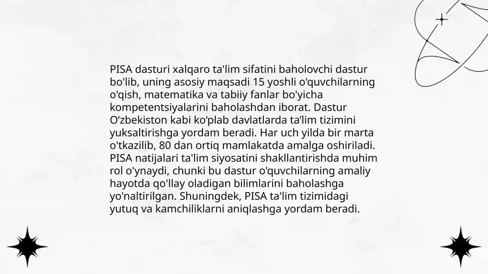PISA xalqaro baholash dasturi mazmun va mohiyati 4