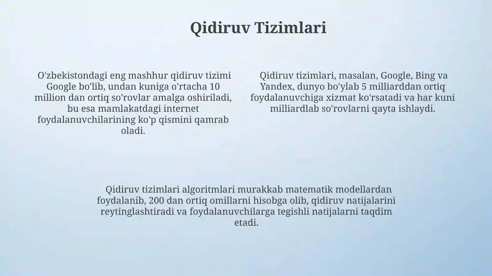 Internetdan axborotlarni qidirish. Qidirish tizimi. Brauzerlar 4