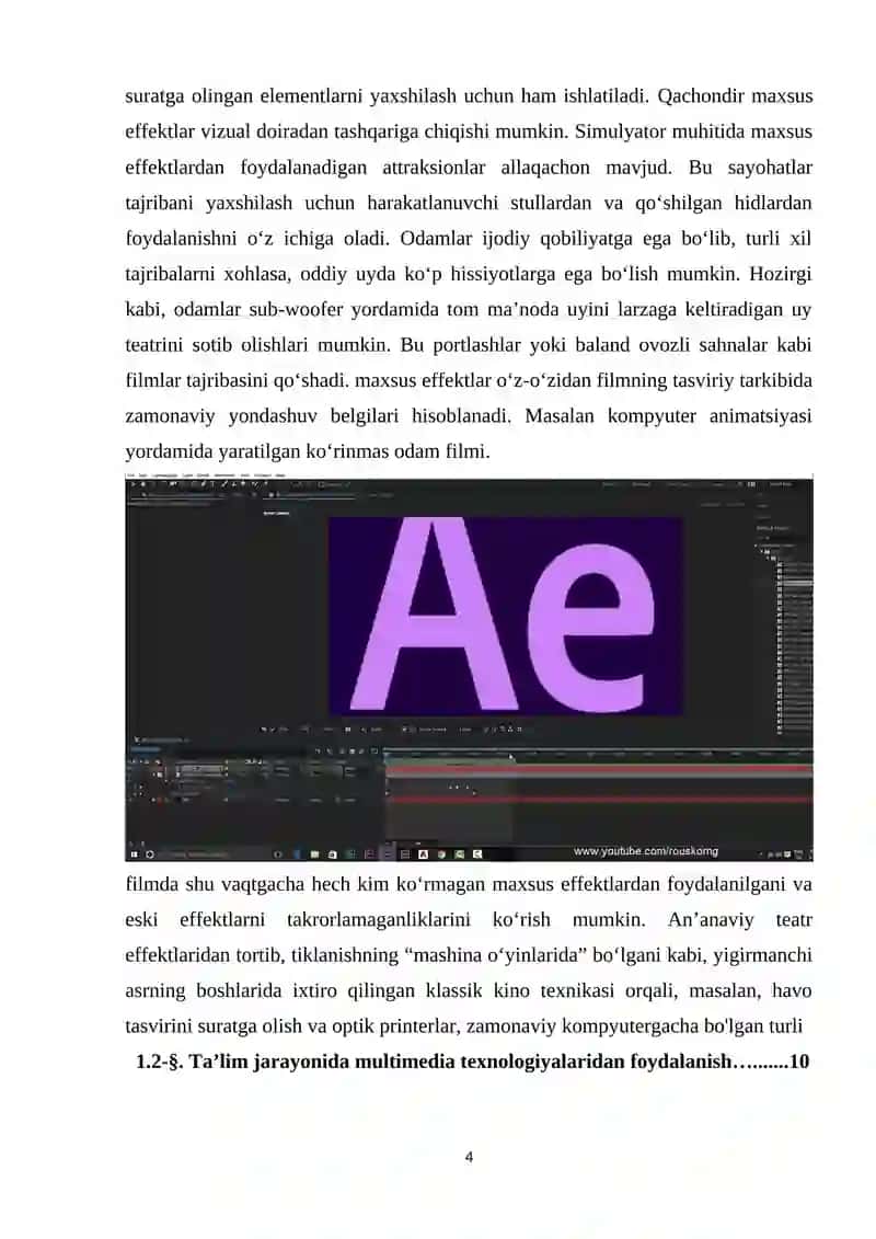 Pedagogik dasturiy vositalar yaratishda After Yeffects imkoniyatlardan foydalanish 4