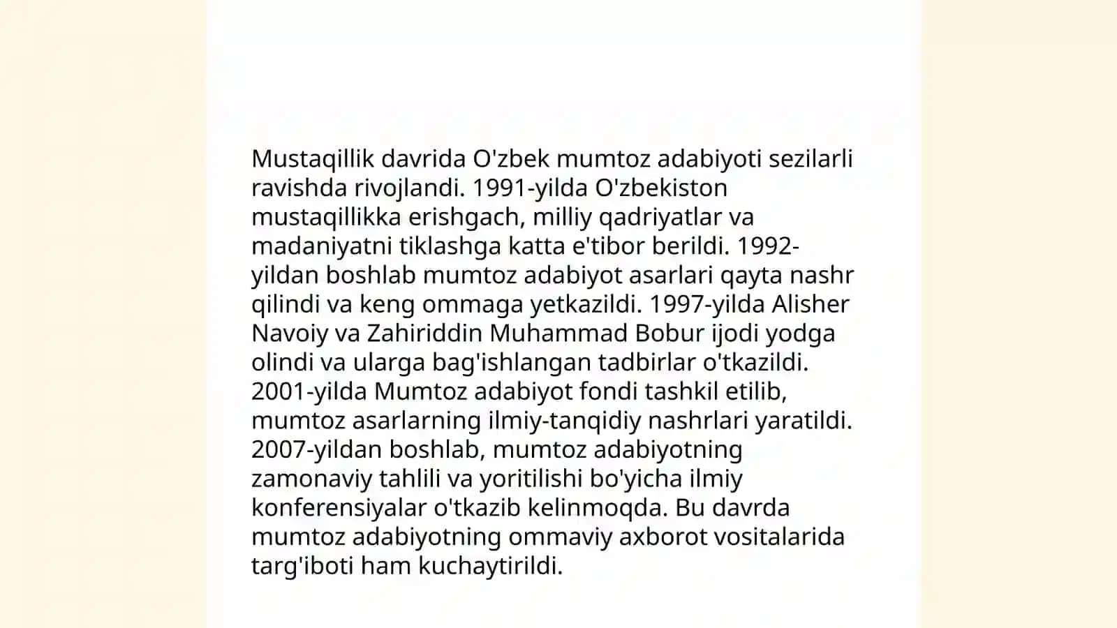 O'zbekistonda Mustaqillikning dastlabki yillaridagi madaniy rivojlanish 4