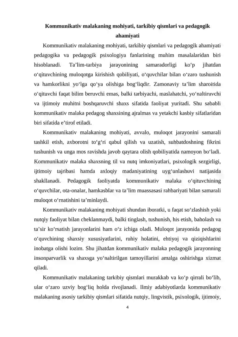 Kommunikativ malaka va pedagogik ta’sir ko‘rsatish 4