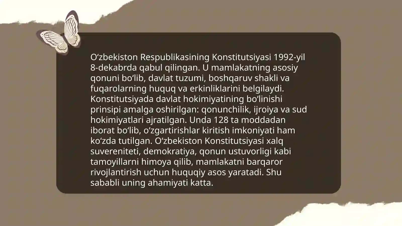 Oʻzbekiston demokratik fuqorolik, jamiyat asoslarining shakllanishi, amalga oshirilgan siyosiy islohotlar 4