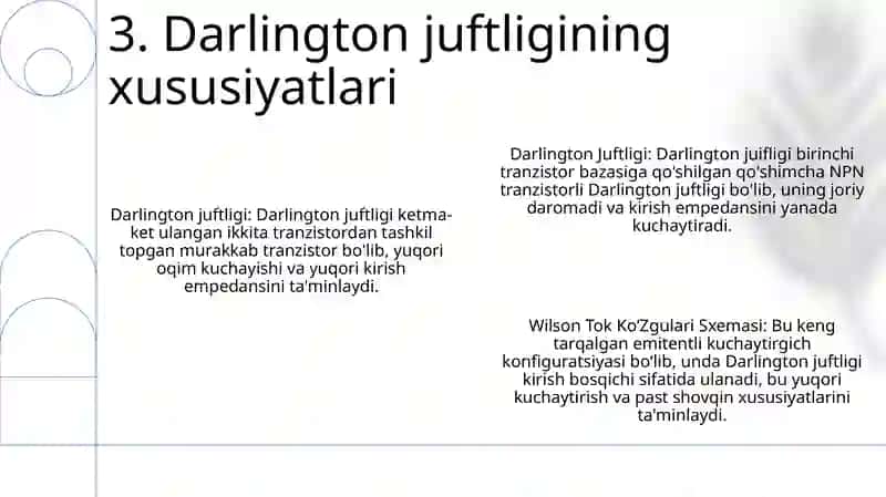 Darlington Juftligi. Uilson Tok Ko‘Zgulari Sxemasi 4