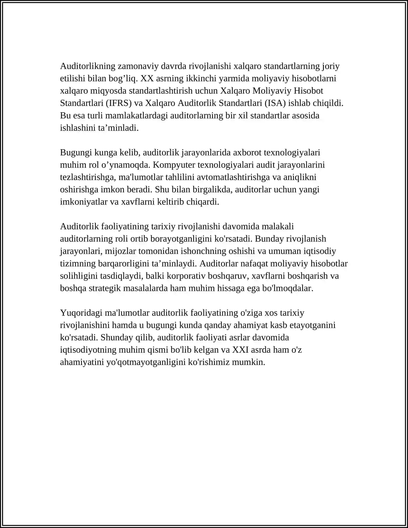 AUDITORLIK FAOLIYATI TO'G'RISIDAGI QONUNNING QABUL QILINISHI VA UNING AHAMIYATI 4