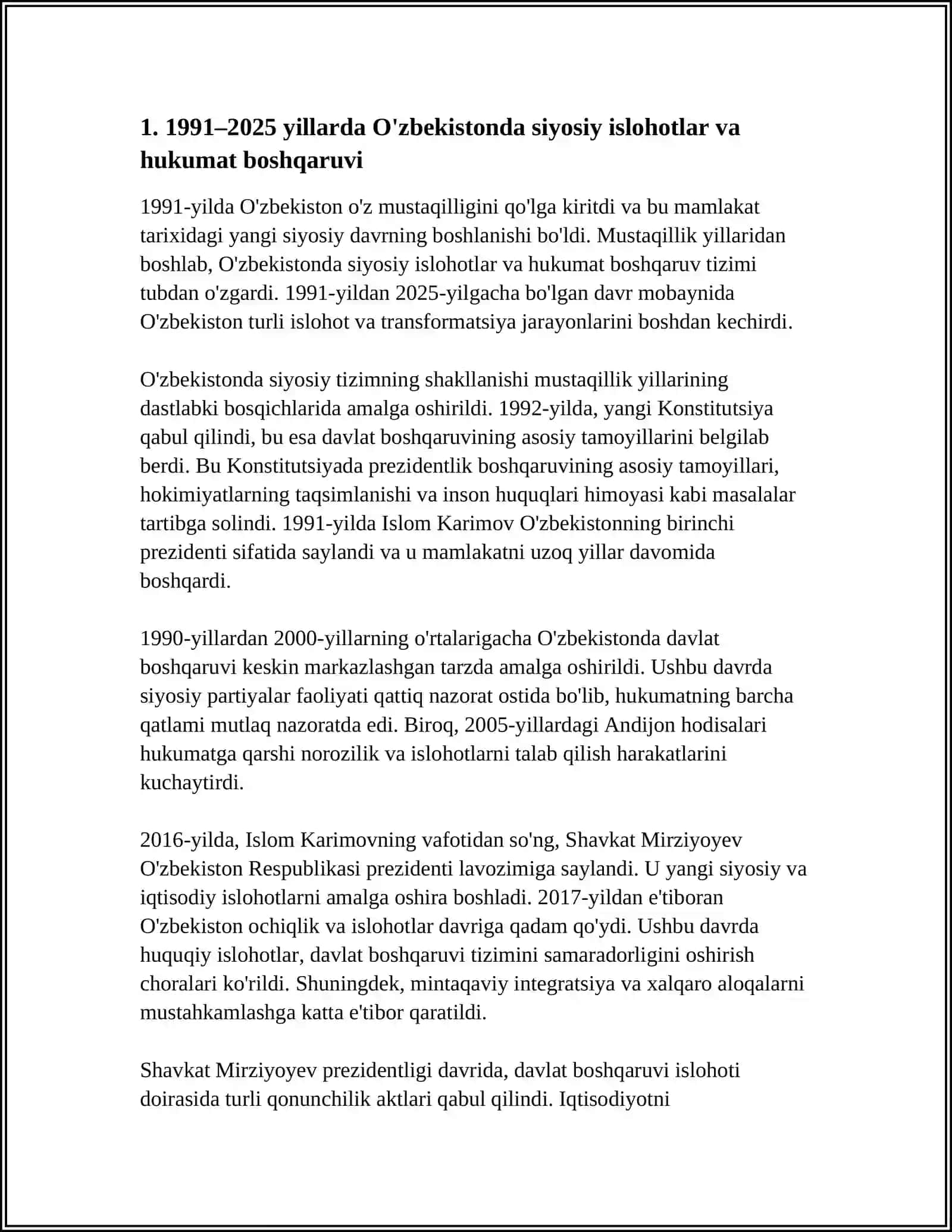 1991-2025 YILLARDA O'ZBEKISTON VA JAHON DAVLATLARI TARAQQIYOTI 4