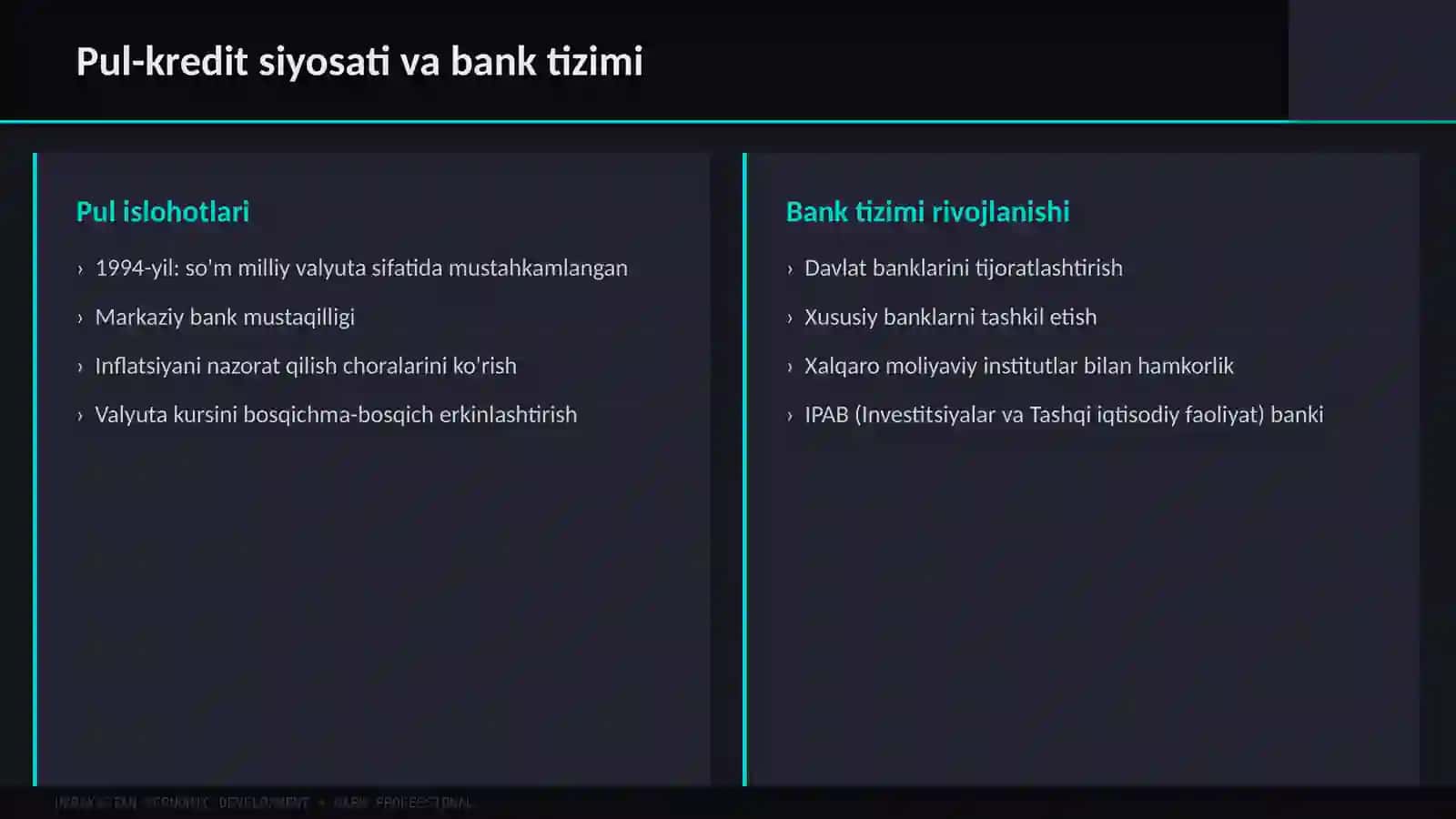O'ZBEKISTONDA IQTISODIY ISLOHOTLARVA IQTISODIY RIVOJLANISH 4
