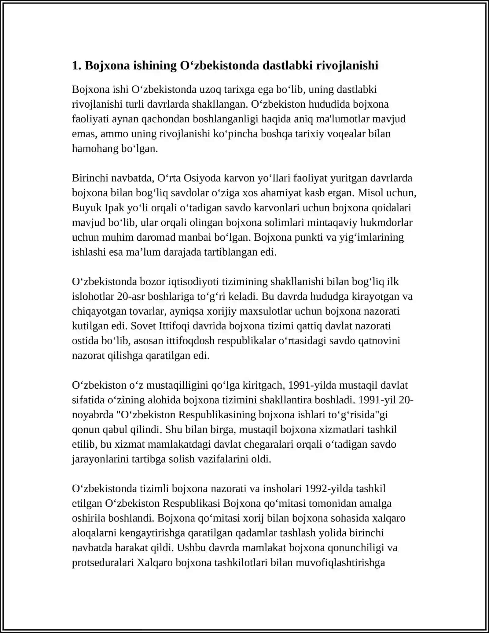 Bojxona ishining vujudga kelish tarixi va hozirgi holati 4