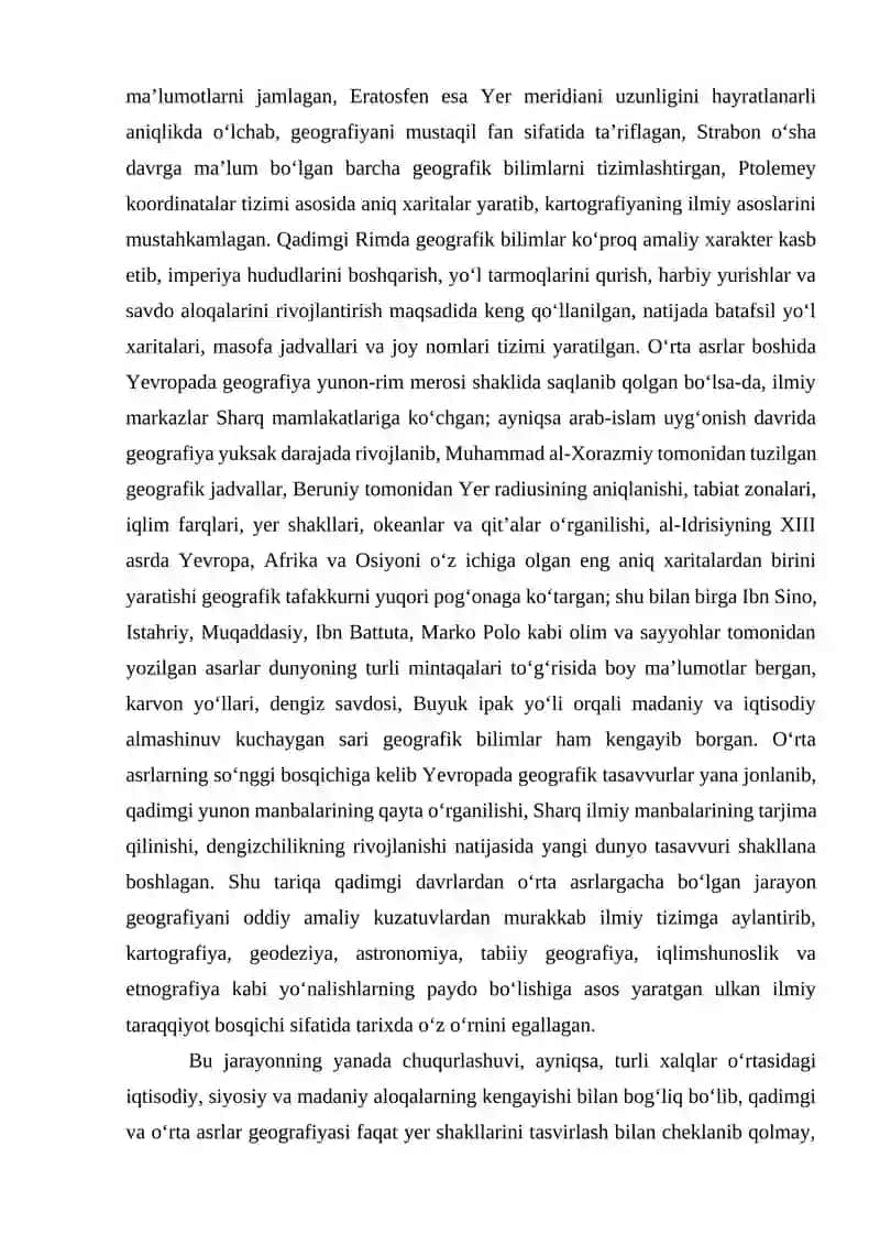 Geografik bilimlarning rivojlanish tarixi 4