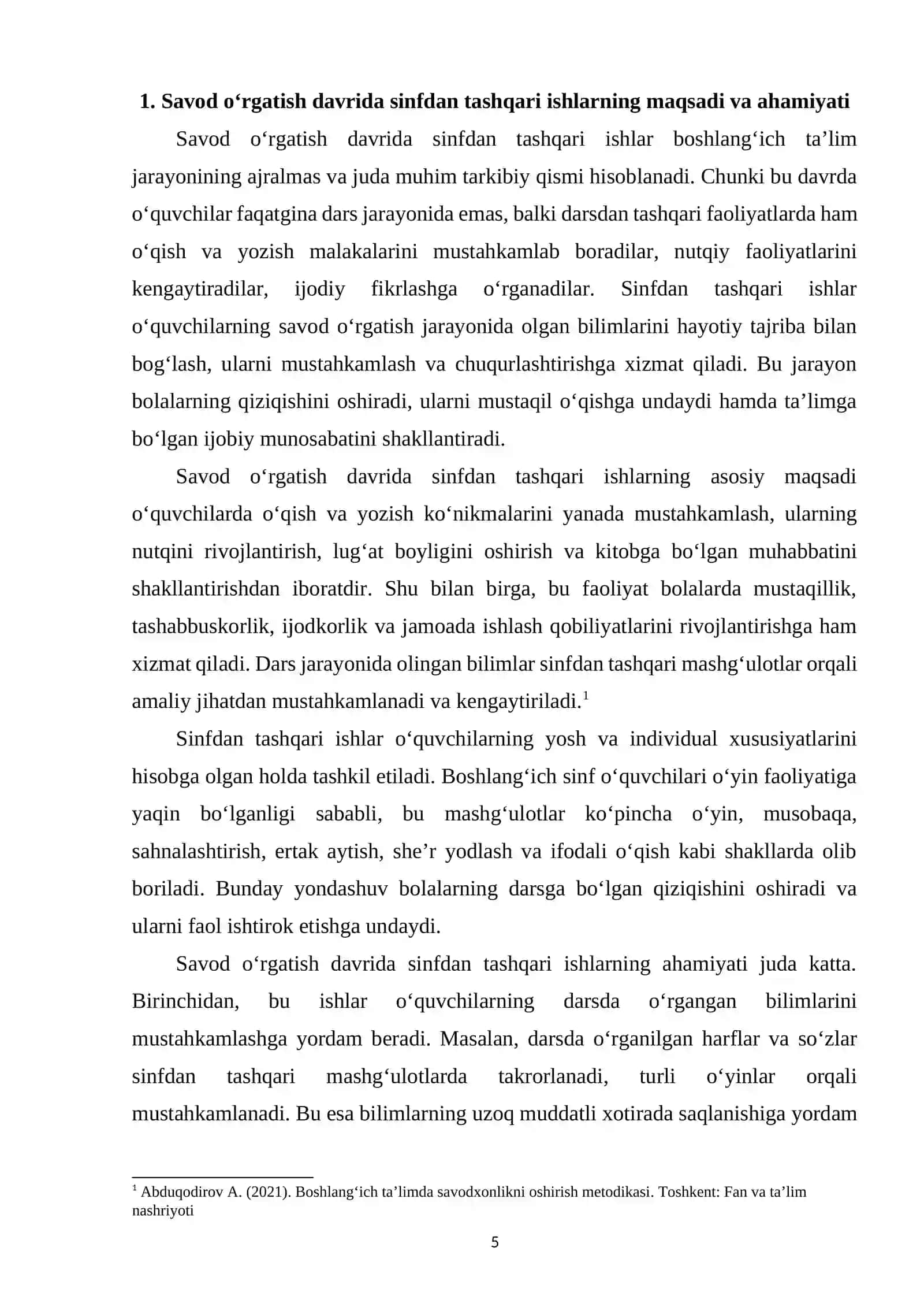 Savod o‘rgatish davrida sinfdan tashqari ishlar (“Savodxonlik” bayrami va shuning kabilar)ni uyushtirish 4