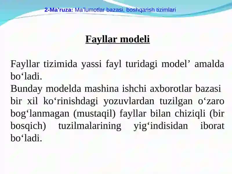 Mа'luмоtlаr bаzаsi vа bоshqаrish tizimlаri 4